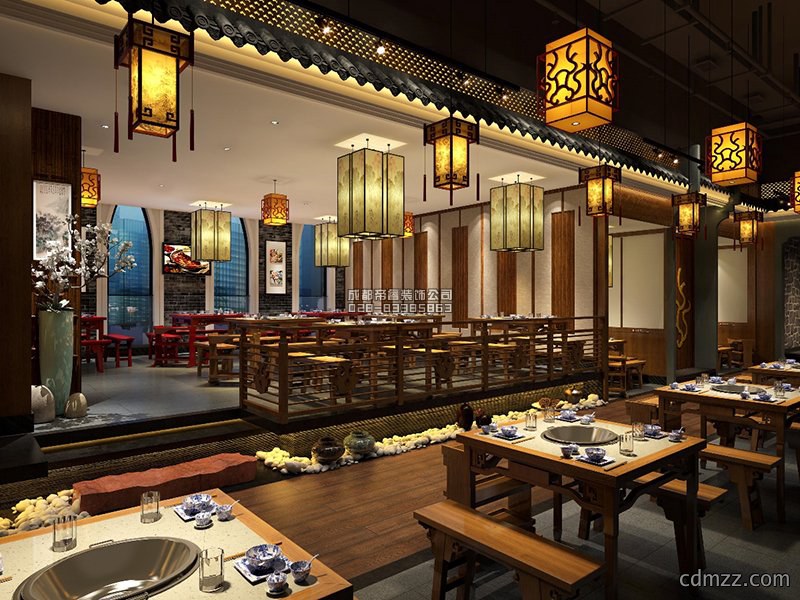 复古火锅店装修效果图