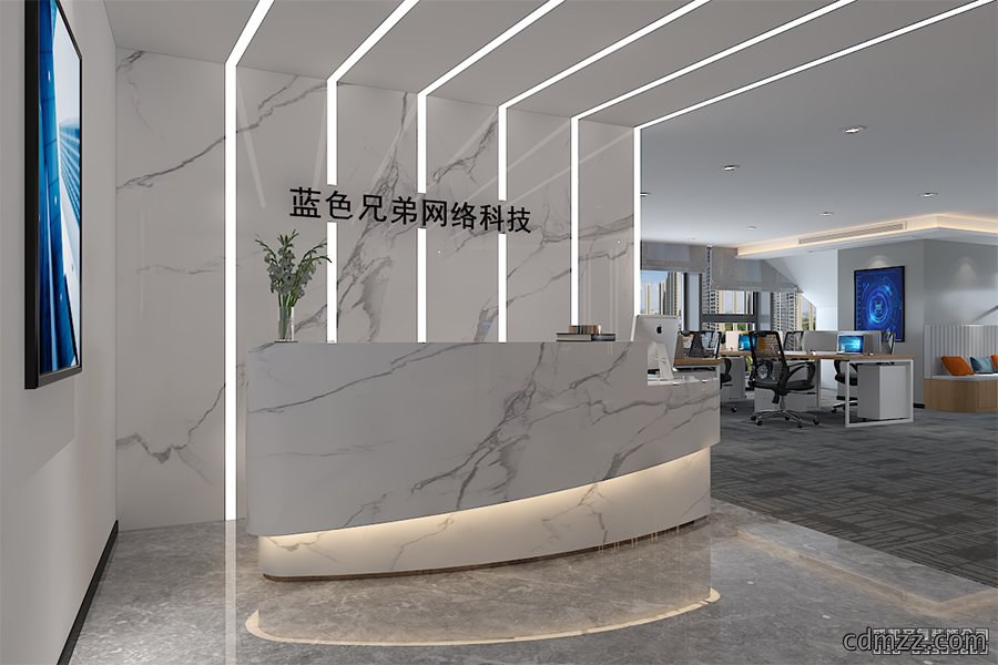科技公司办公室前台设计效果图